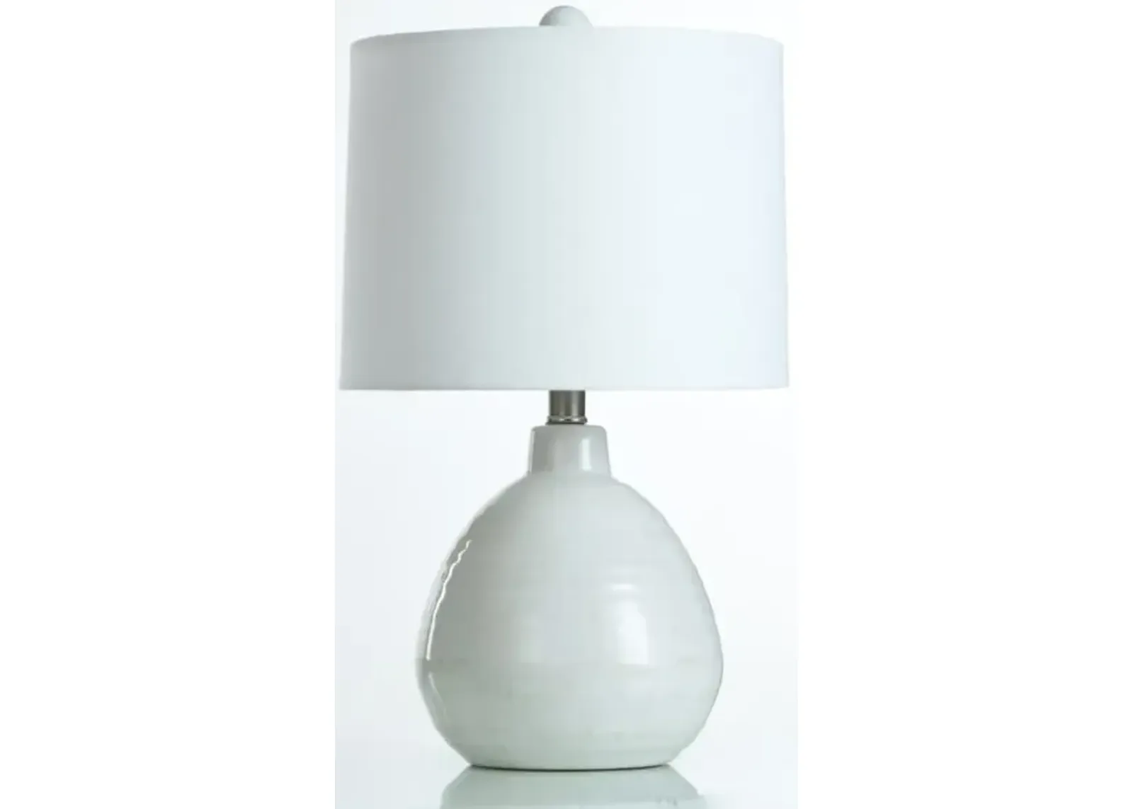 White Round Ceramic Table Lamp 21"H