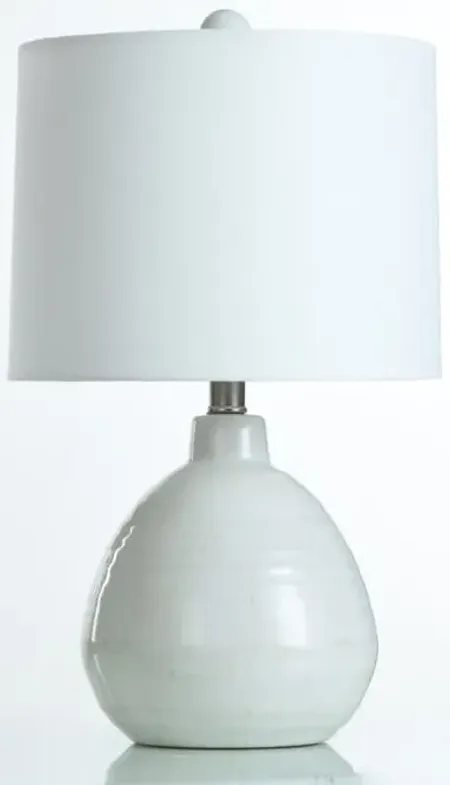 White Round Ceramic Table Lamp 21"H