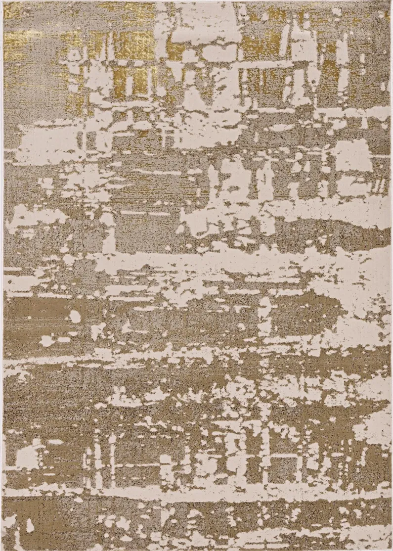 Lucy Ivory/Gold Area Rug 5'3"W x 7'7"L