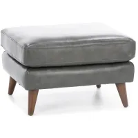 Naomi Leather Ottoman in Charcoal