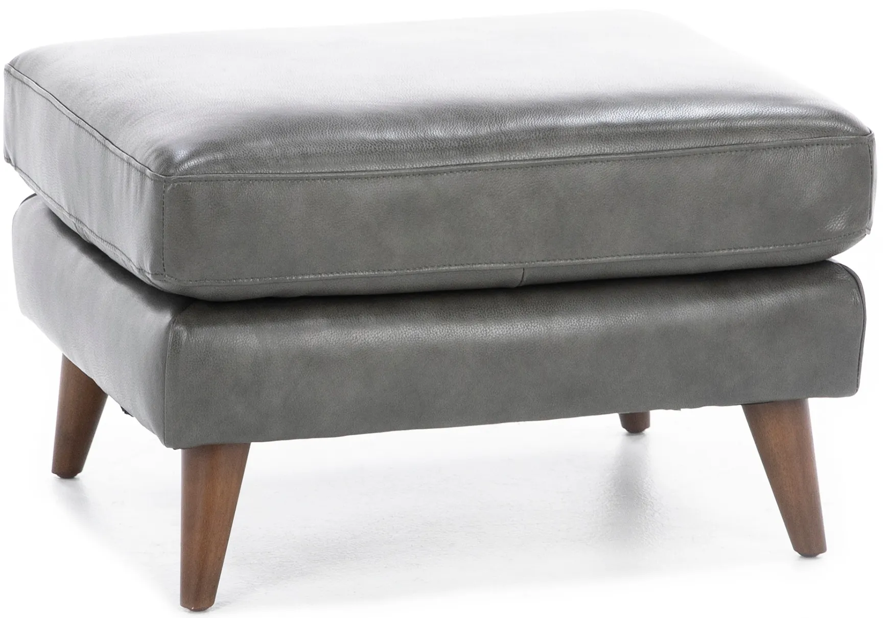 Naomi Leather Ottoman in Charcoal
