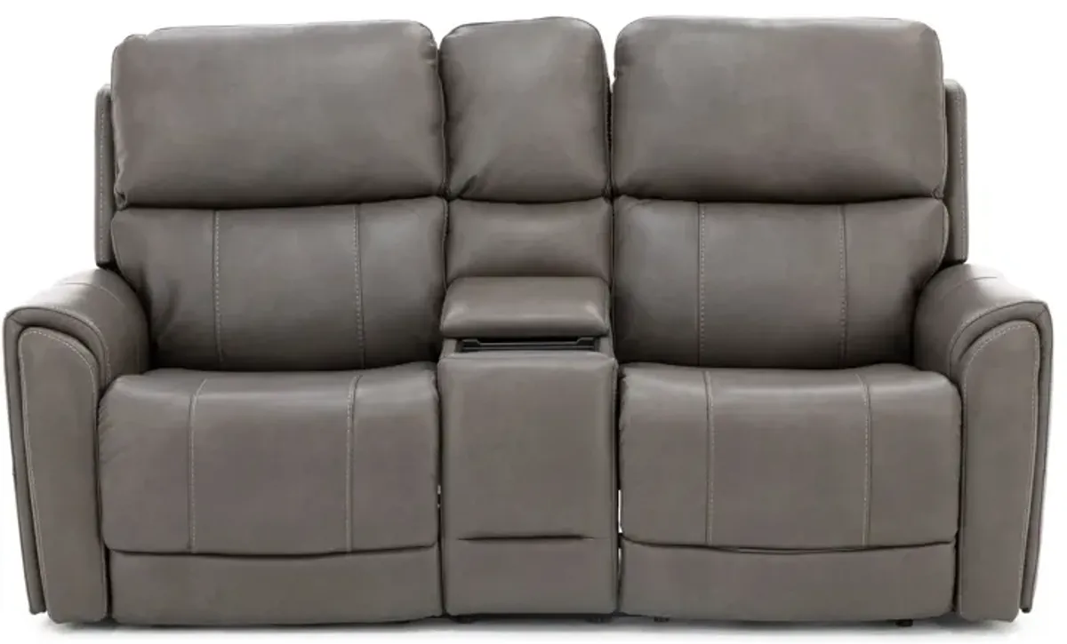 Capriccio Fully Loaded Reclining Console Loveseat in Smoke