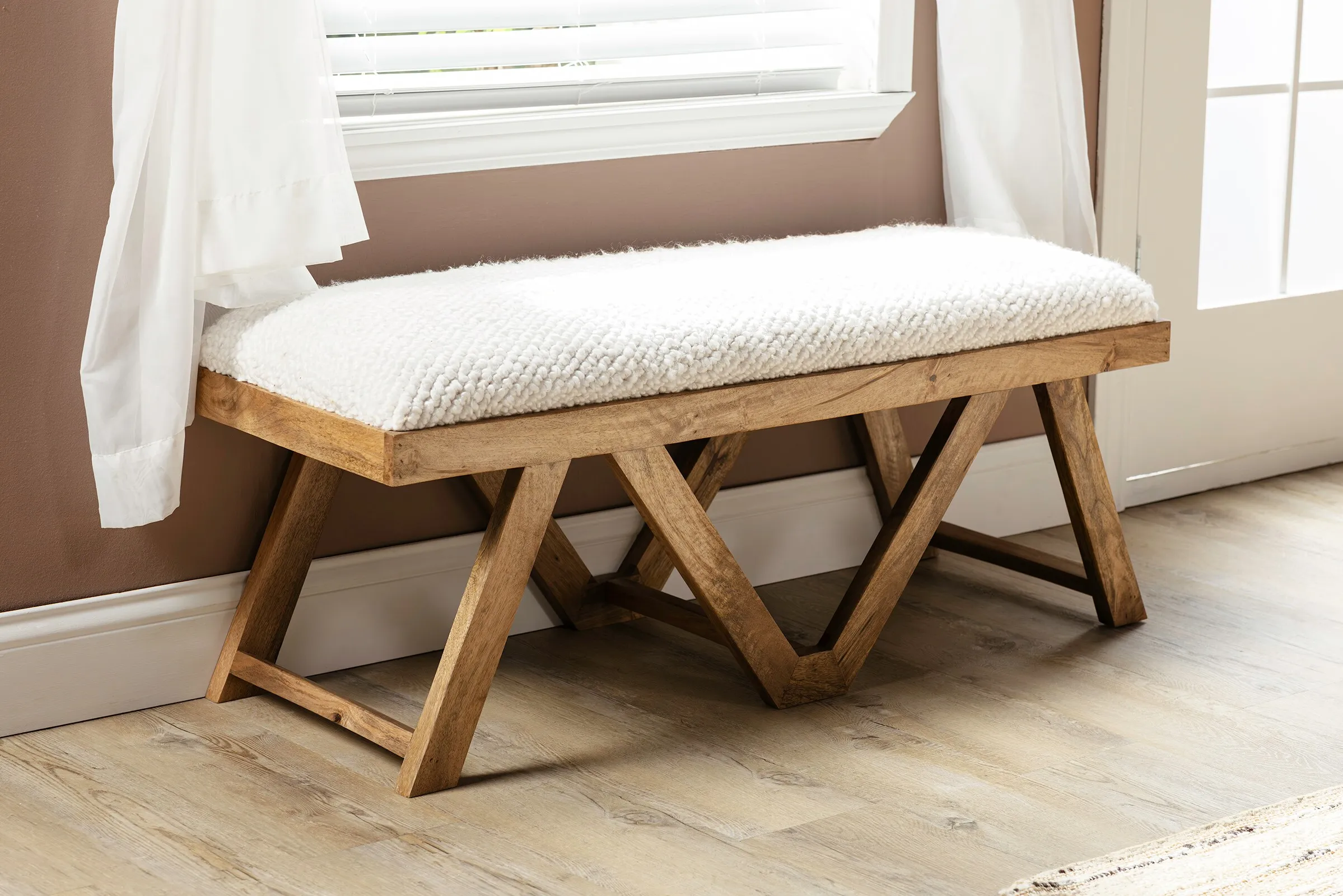 Benicio Brown Upholstered Bench