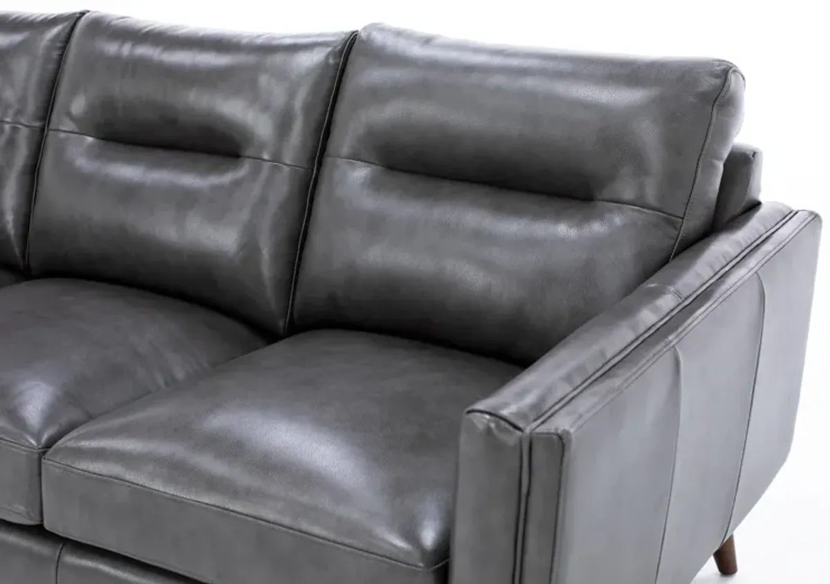 Naomi Leather Sofa in Charcoal