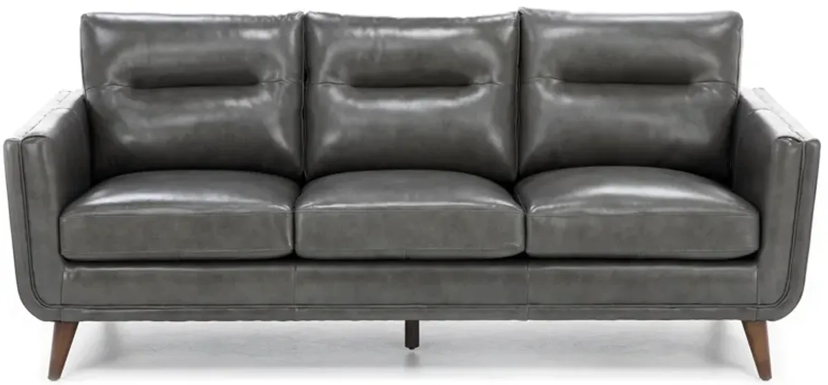 Naomi Leather Sofa in Charcoal