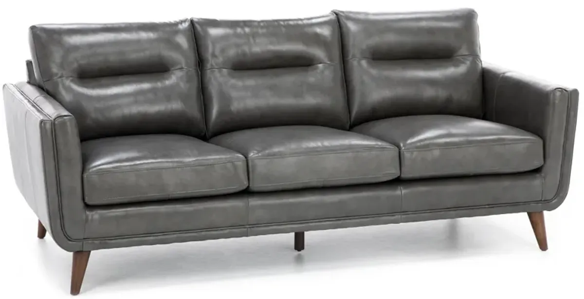 Naomi Leather Sofa in Charcoal