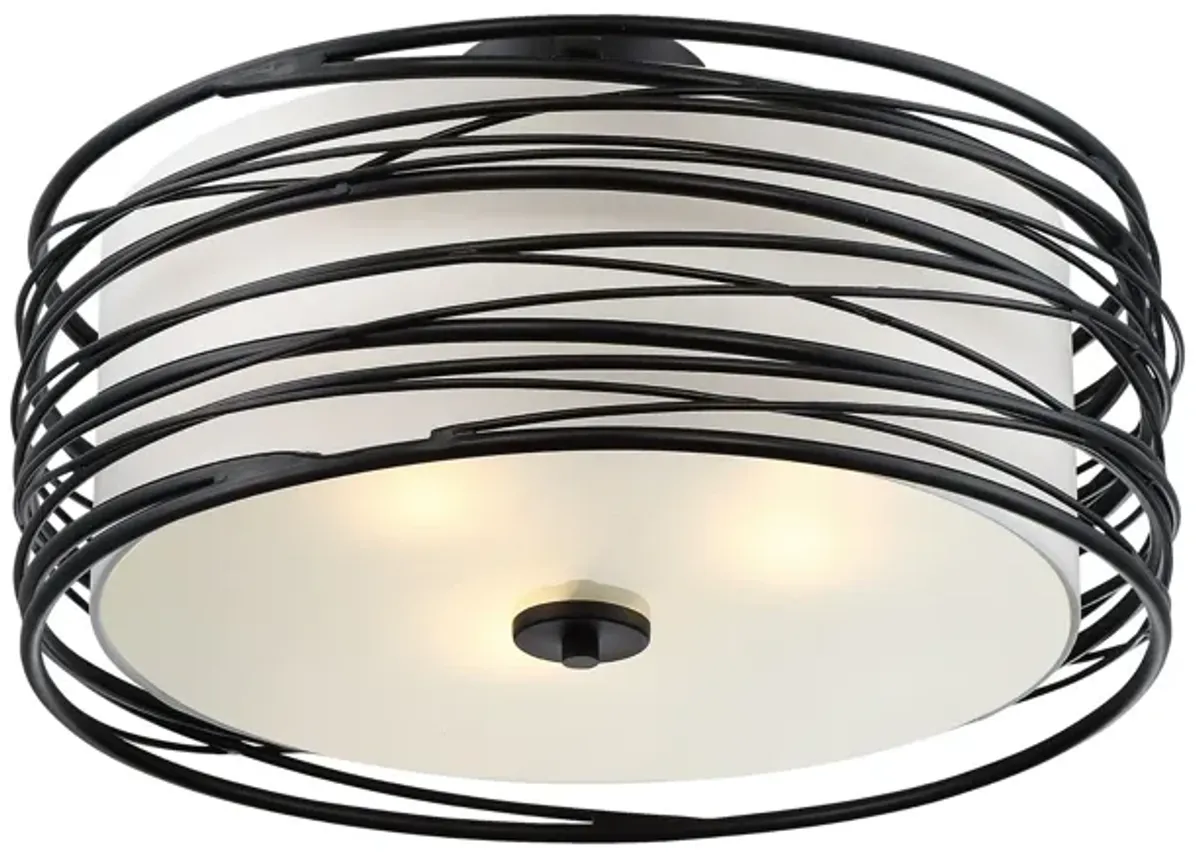 Spiral Black Semi-Flush Mount Light 20"W x 10.25"H