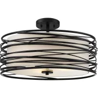 Spiral Black Semi-Flush Mount Light 20"W x 10.25"H