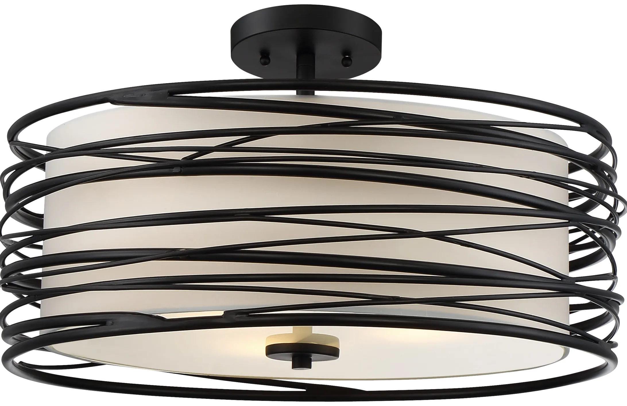Spiral Black Semi-Flush Mount Light 20"W x 10.25"H