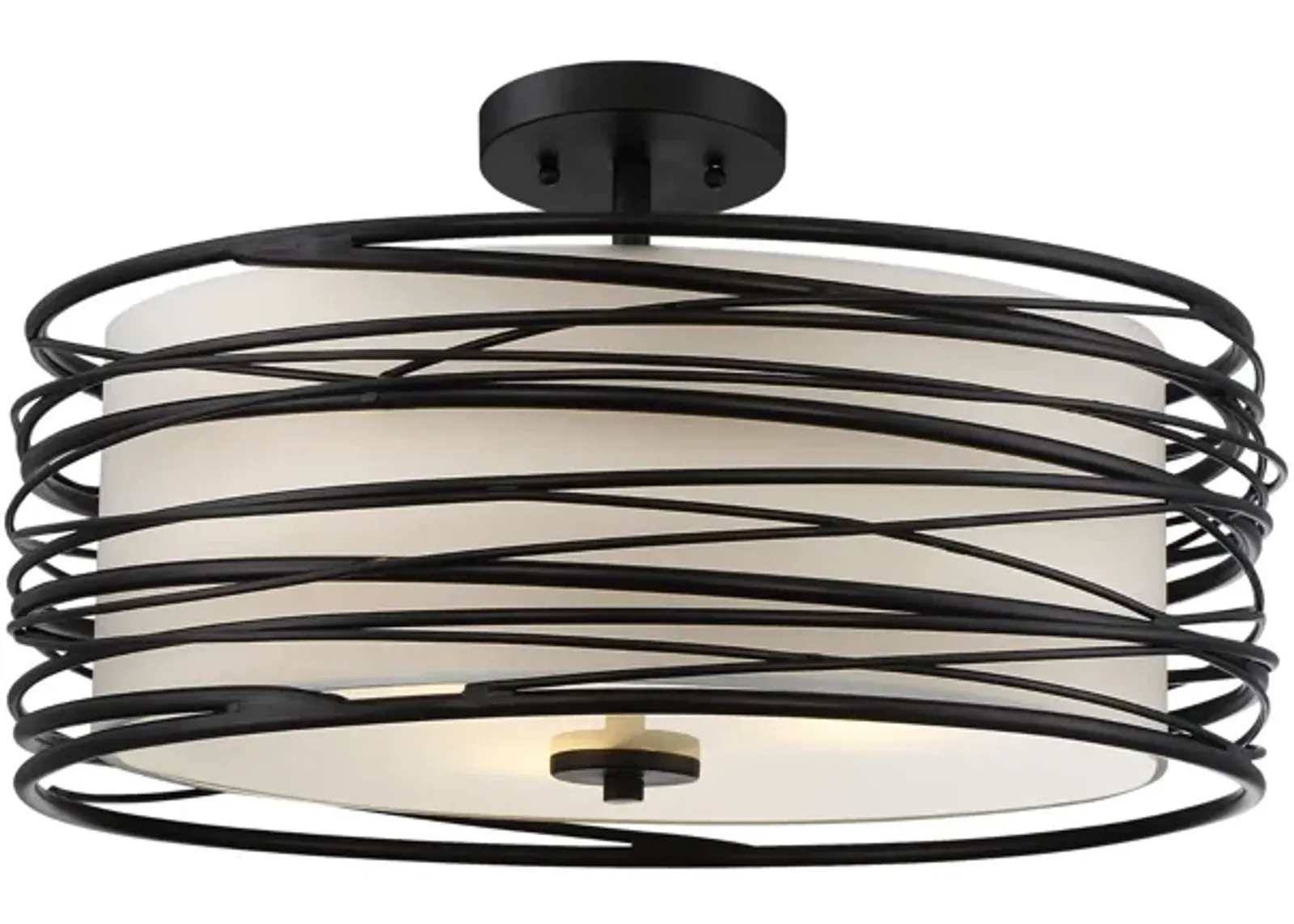 Spiral Black Semi-Flush Mount Light 20"W x 10.25"H