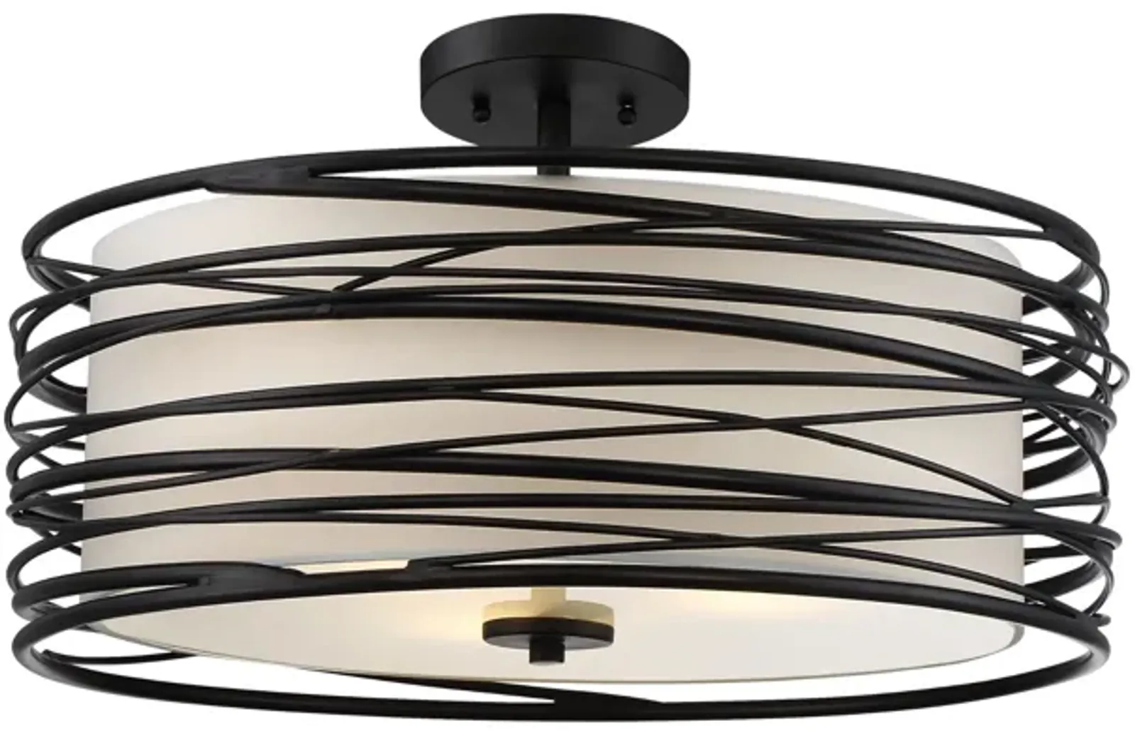 Spiral Black Semi-Flush Mount Light 20"W x 10.25"H