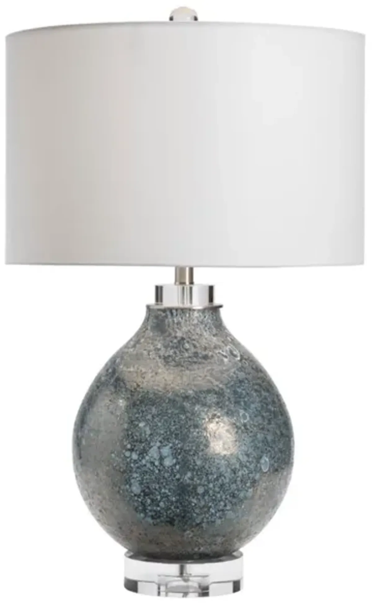 Blue and Silver Glass Table Lamp 31"H