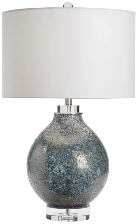 Blue and Silver Glass Table Lamp 31"H