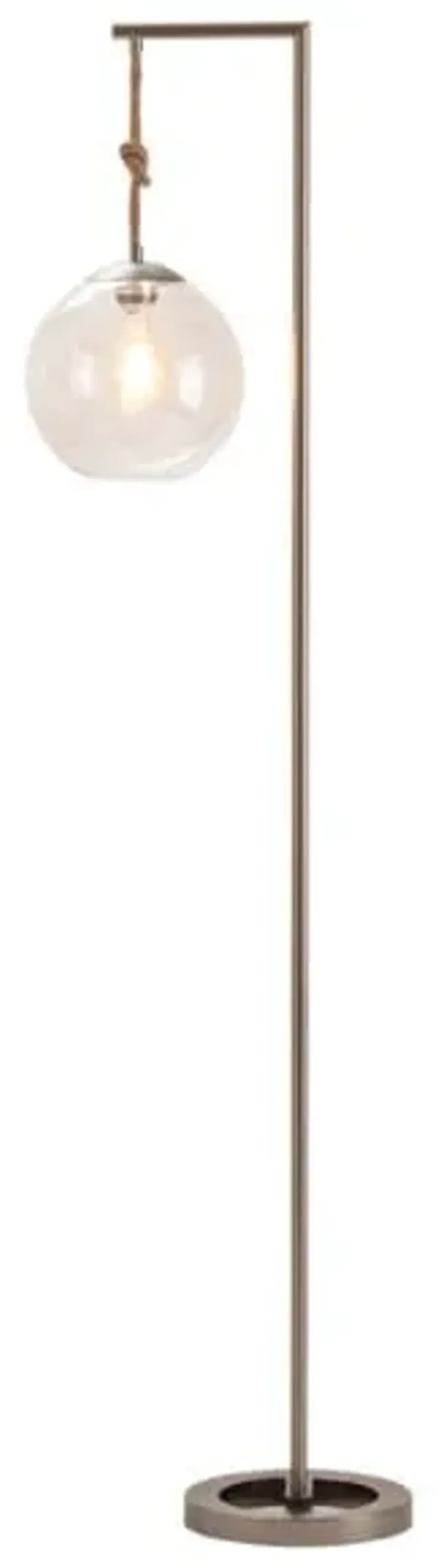 Gunmetal and Rope Glass Shade Floor Lamp 66"H