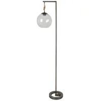 Gunmetal and Rope Glass Shade Floor Lamp 66"H