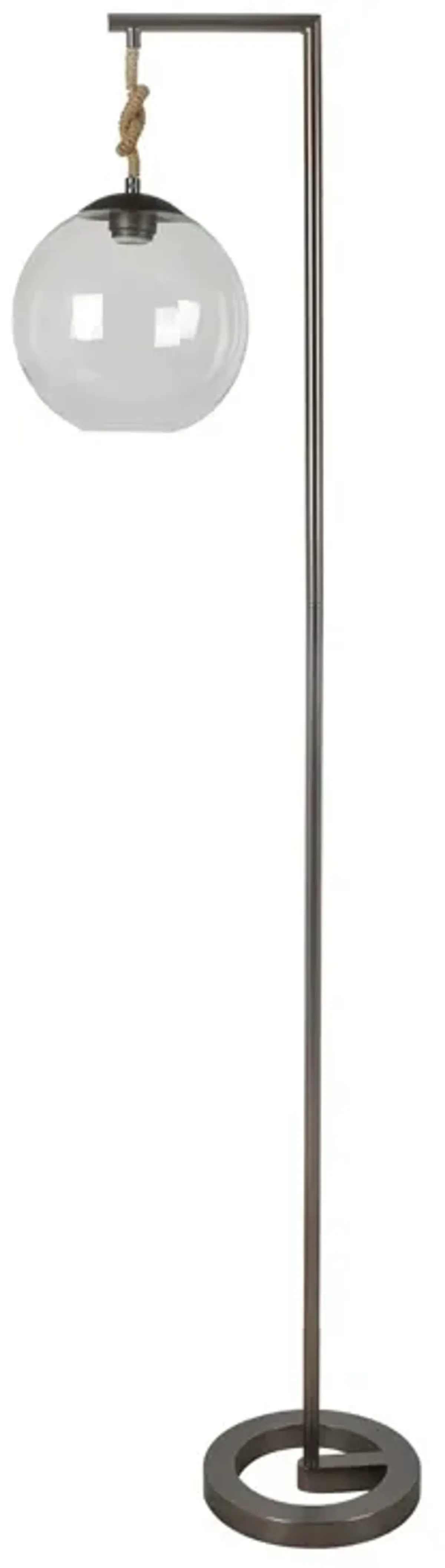 Gunmetal and Rope Glass Shade Floor Lamp 66"H