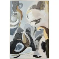 Grey and Gold Abstract Handpainted Canvas Art 34x44"H