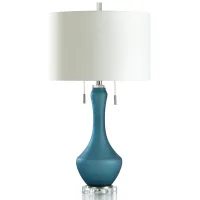 Blue Glass Table Lamp 32"H