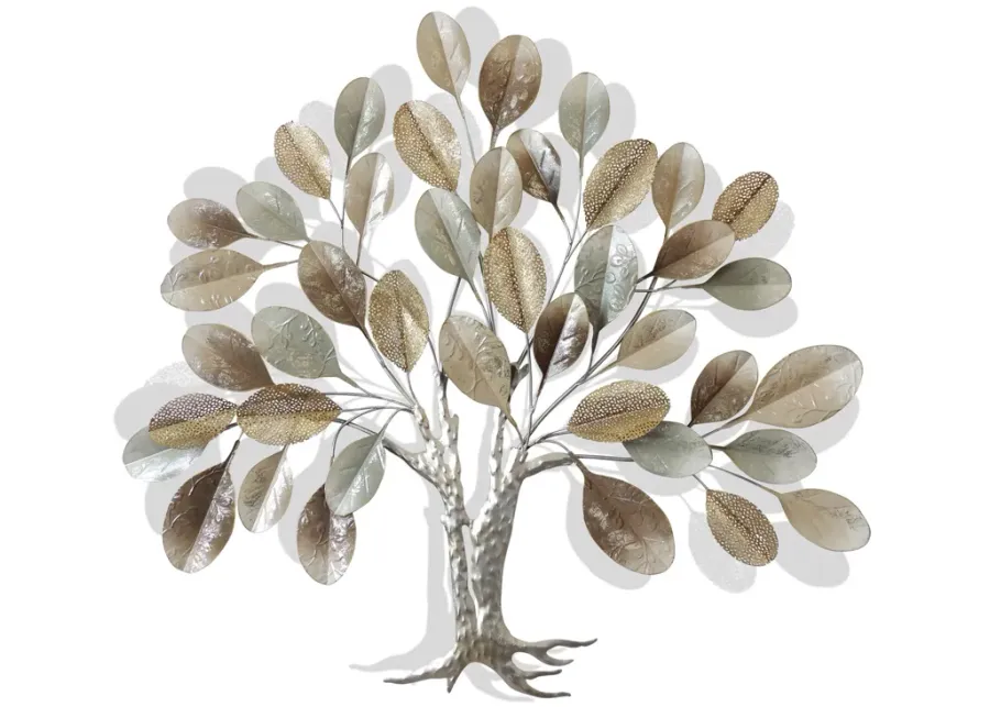 Silver and Gold Metal Tree Wall Décor 46"W x 42"H