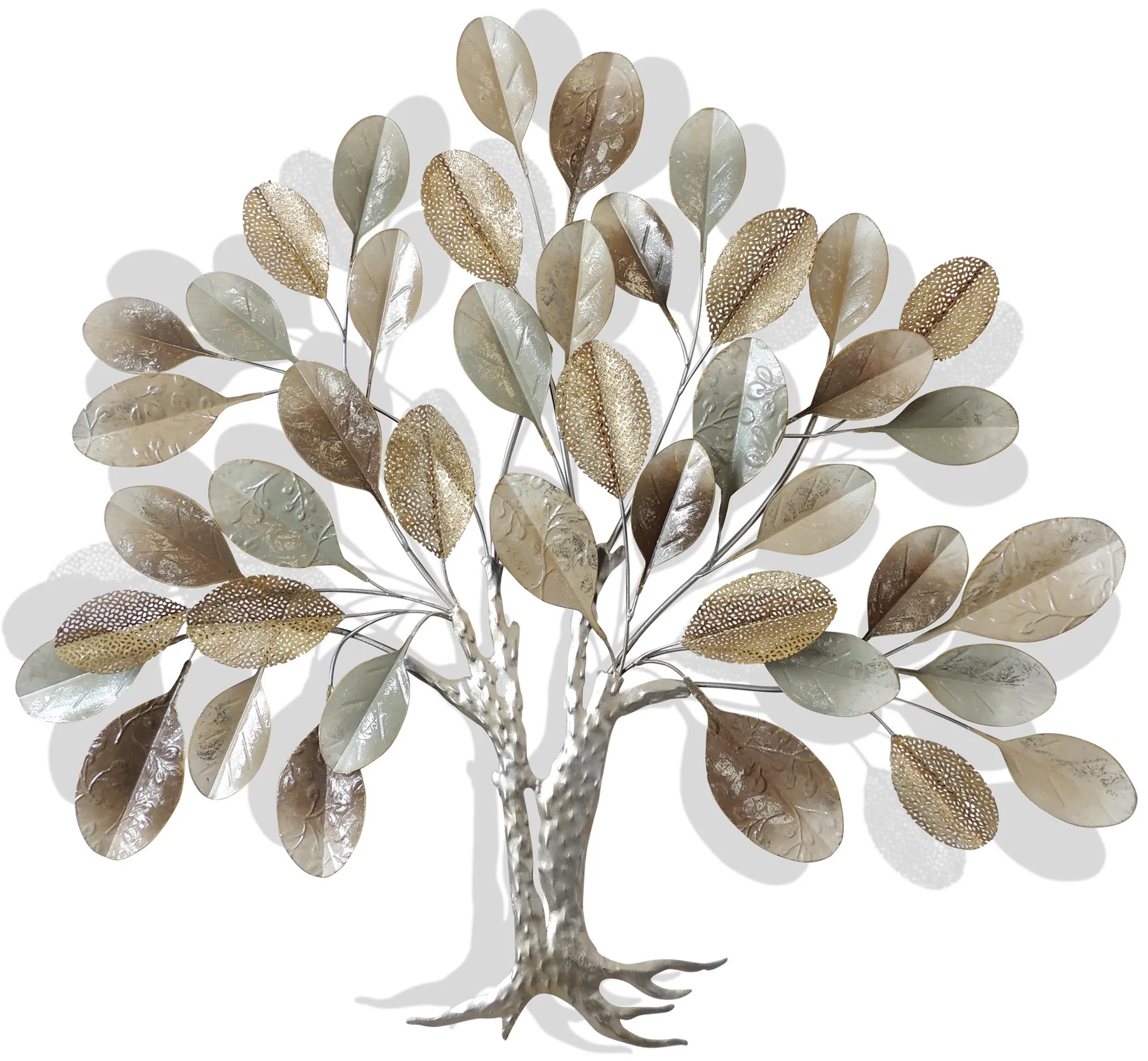 Silver and Gold Metal Tree Wall Décor 46"W x 42"H