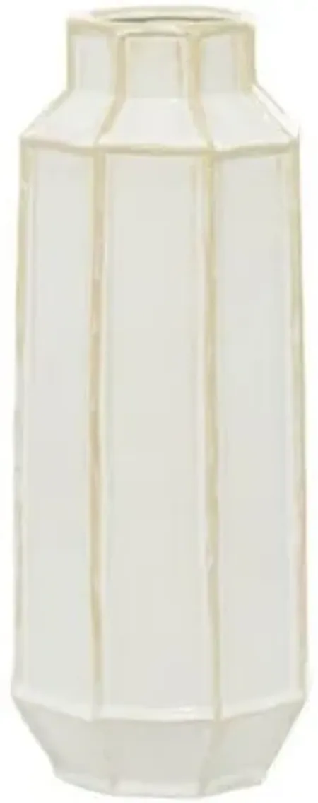 White Large Ceramic Modern Vase 7"W x 17"H