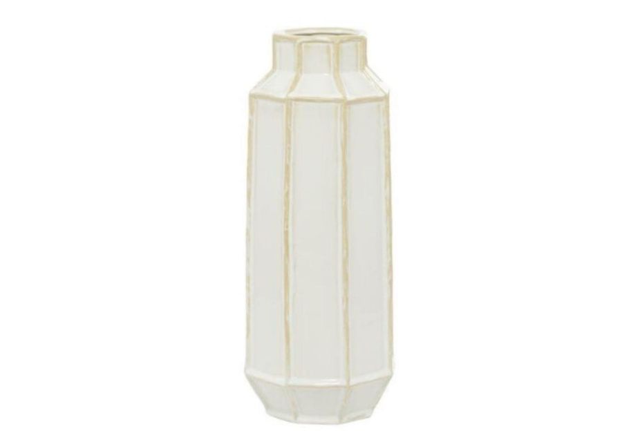 White Large Ceramic Modern Vase 7"W x 17"H