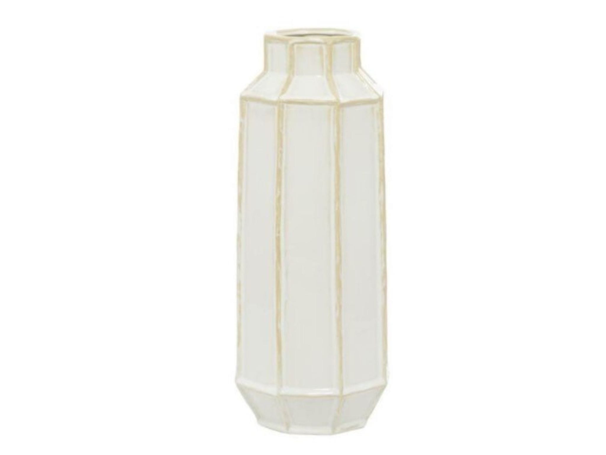 White Large Ceramic Modern Vase 7"W x 17"H