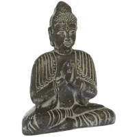 Brown Ceramic Buddha Sculpture 13"W x 16"H