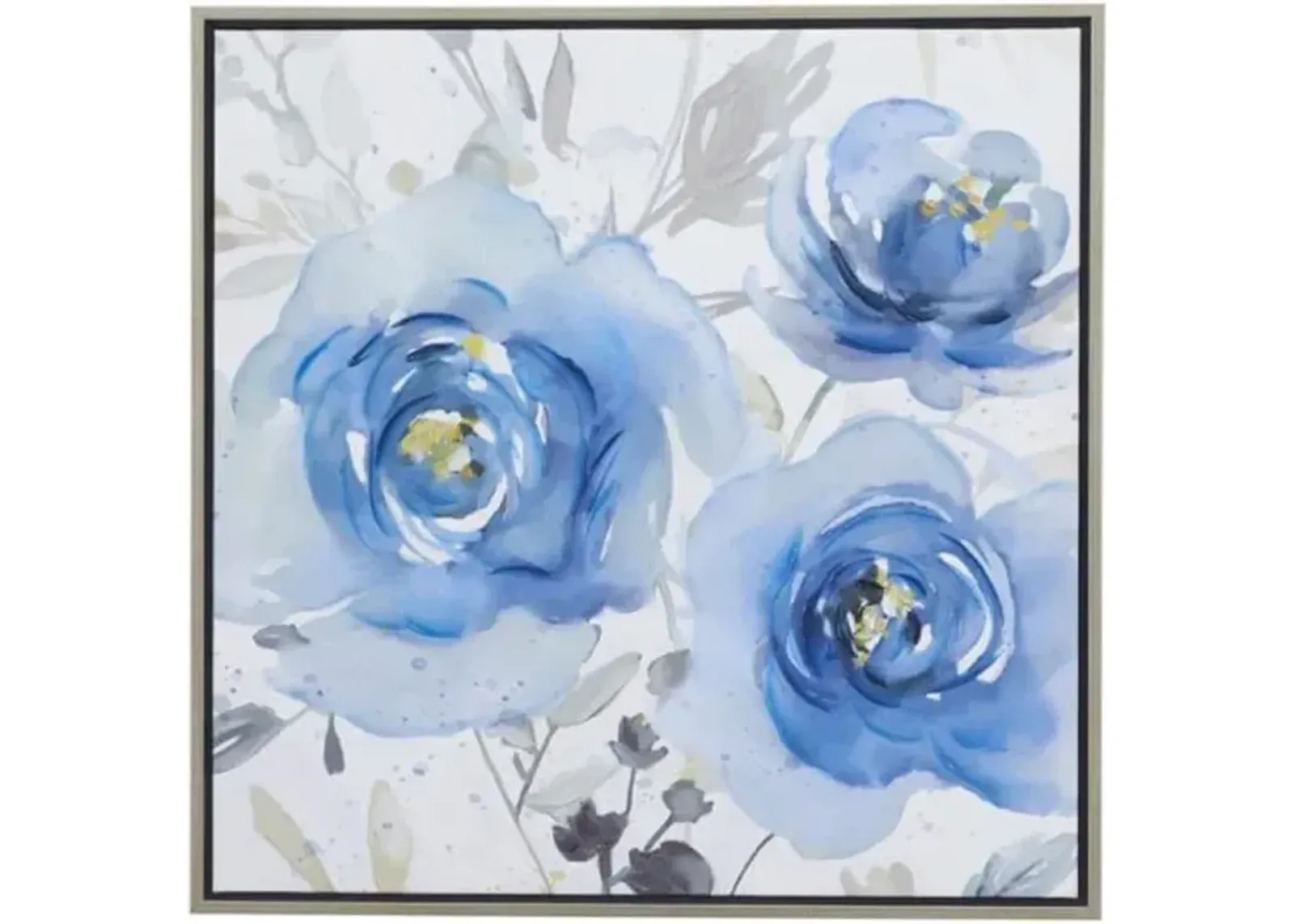 Blue Flowers Framed Art 32"W x 32"H