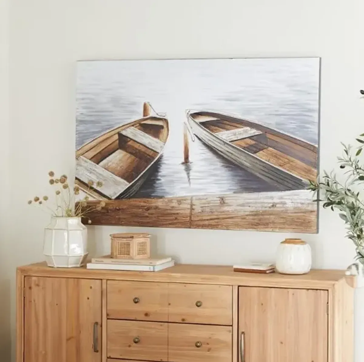 Row Boats Wood Art 47"W x 32"H