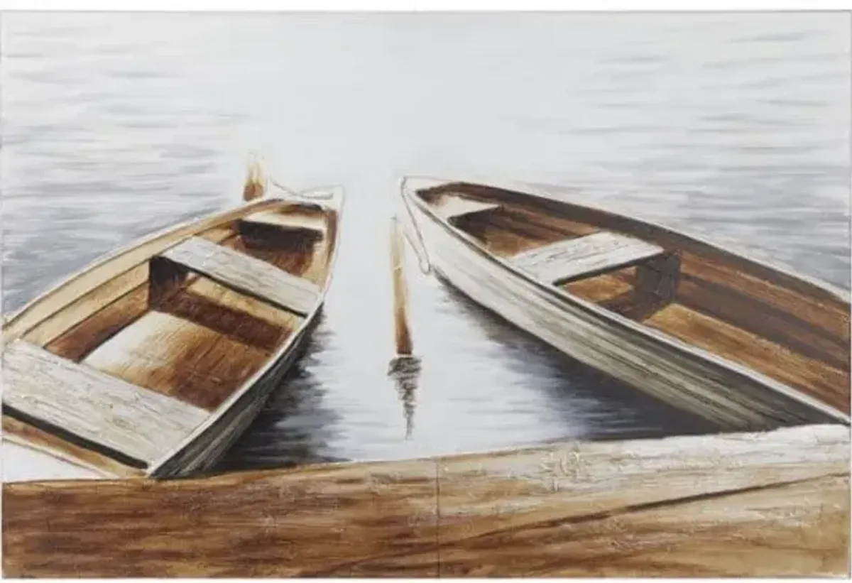 Row Boats Wood Art 47"W x 32"H