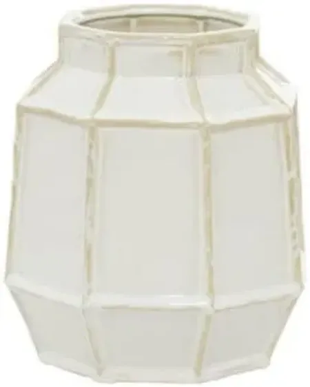 White Small Ceramic Modern Vase 8"W x 9"H