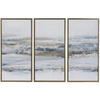 Set of Three Blue Abstract Framed Art 20"W x 40"H