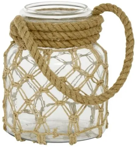 Small Rope and Glass Lantern 8"W x 9"H