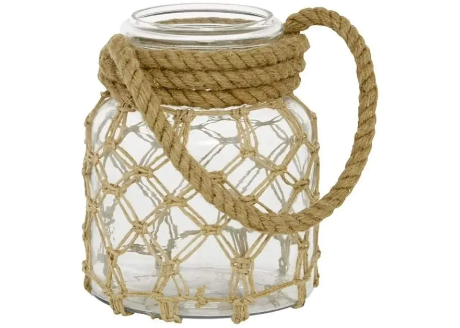 Small Rope and Glass Lantern 8"W x 9"H