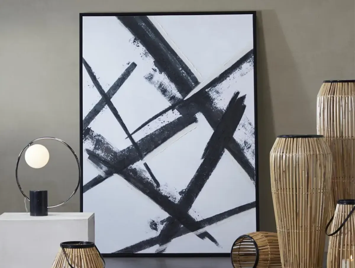 Black Lines Framed Art 65"W x 48"H