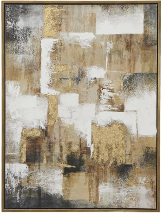 Gold, White, and Black Abstract Wall Décor 36"W x 47"H