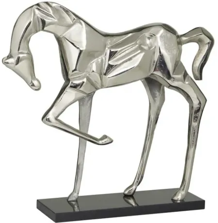 Sliver Aluminum Horse Sculpture 19"W x 18"H
