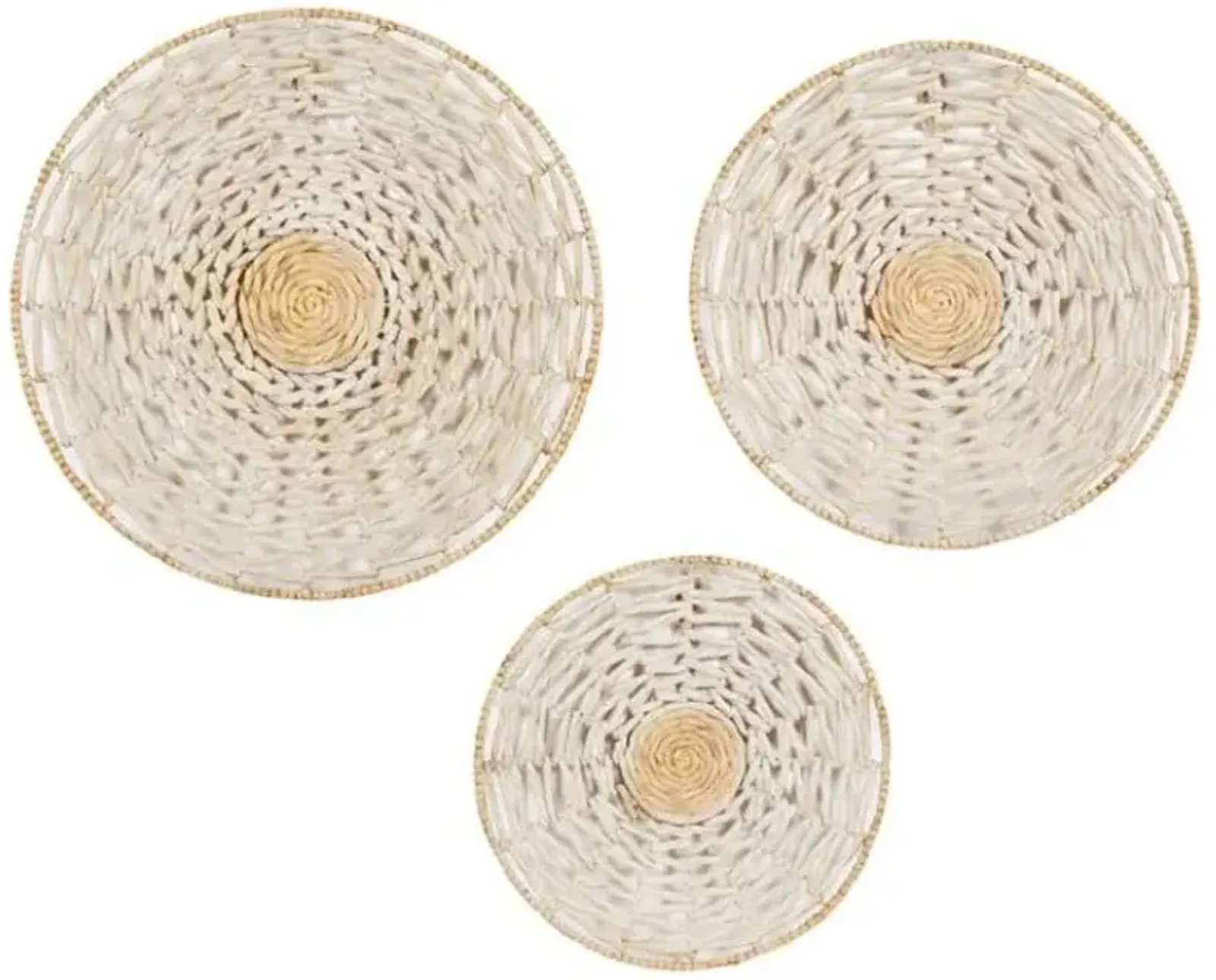 Set of 3 Cream Water Hyacinth Wall Art 20/24/28"