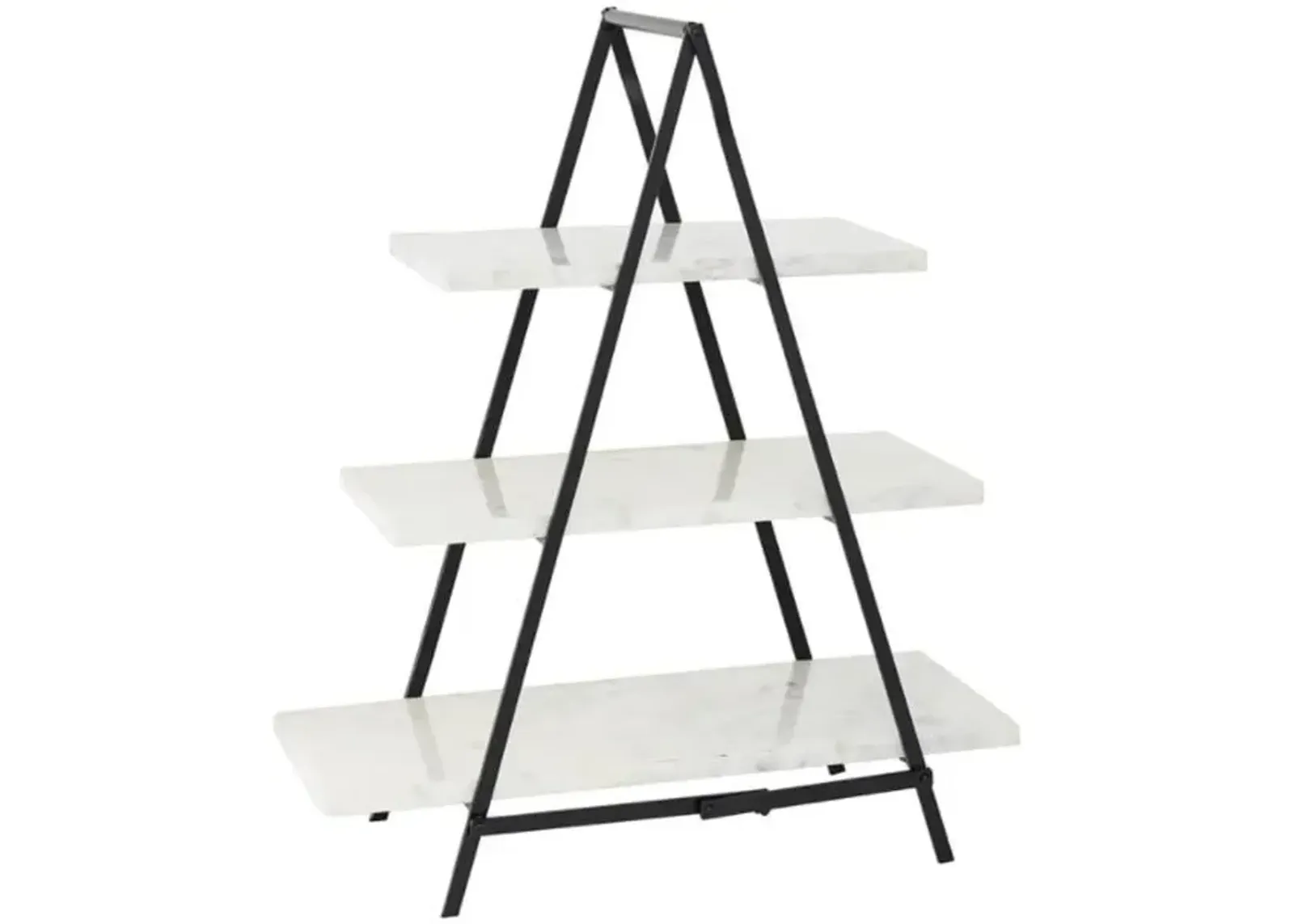 White Marble and Metal Tier Tray Stand 20"W x 23"H