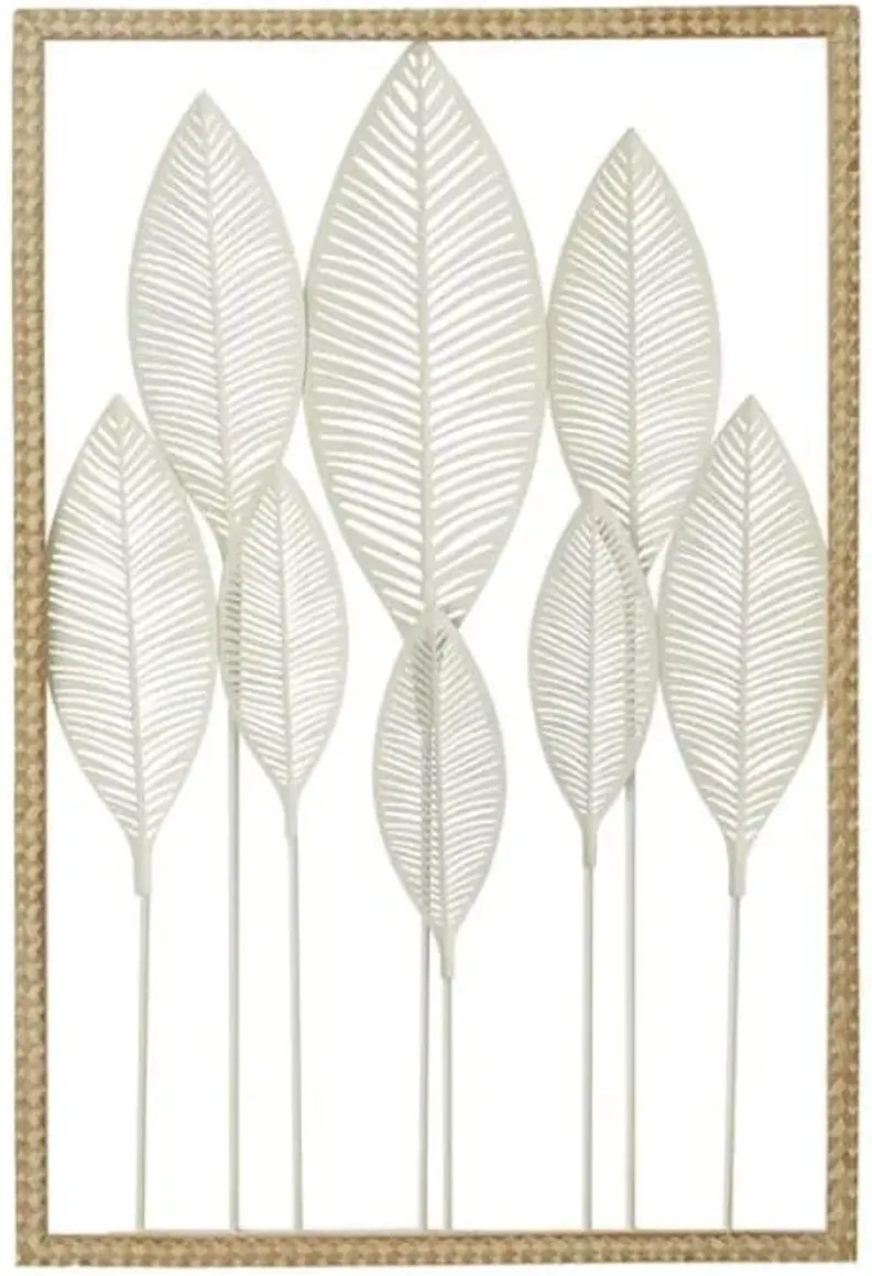 White Wood Leaves Wall Décor 22"W x 32"H