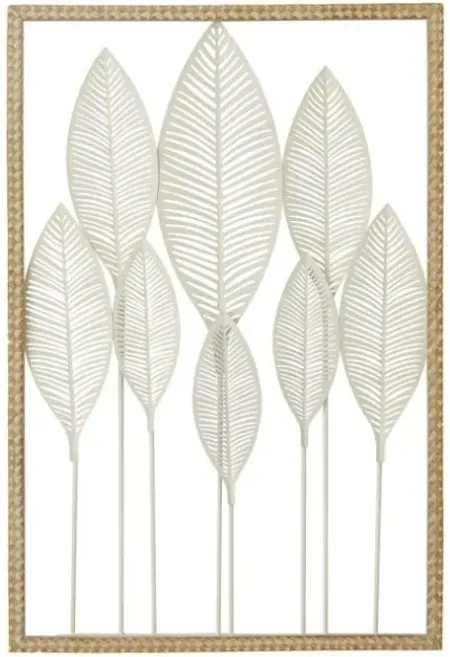 White Wood Leaves Wall Décor 22"W x 32"H