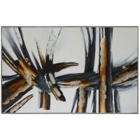 Black and Multi-Colored Abstract Oil Painting 82"W x 52"H