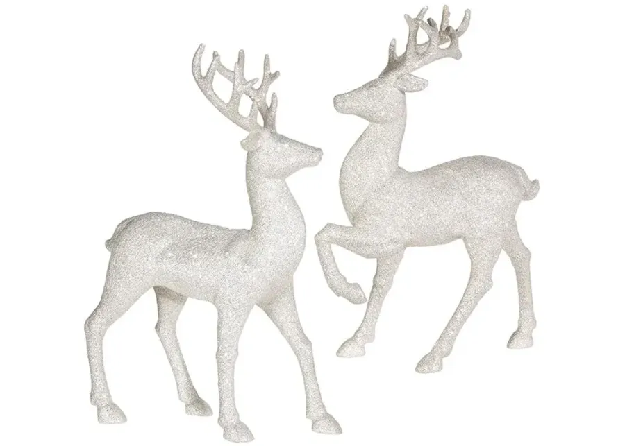 Assorted White Glitter Deer Each 12.75"H