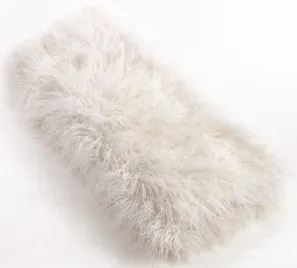 Ivory Faux Mongolian Fur Throw 50"W x 60"L