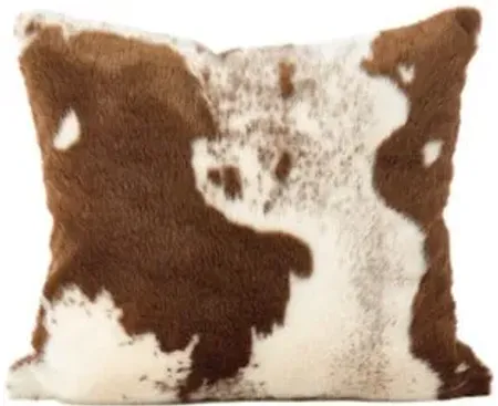 Brown Cow Hide Faux Fur Poly Pillow 18"W x 18"H
