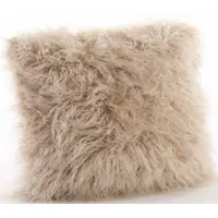 Oatmeal Faux Mongolian Fur Poly Pillow 18"W x 18"H