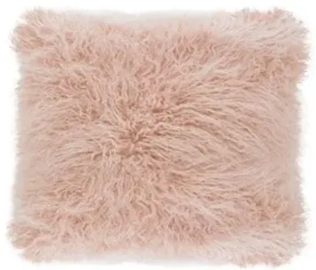 Rose Faux Mongolian Fur Poly Pillow 18"W x 18"H