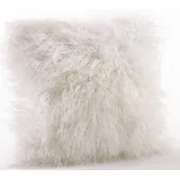 Ivory Faux Mongolian Fur Poly Pillow 18"W x 18"H