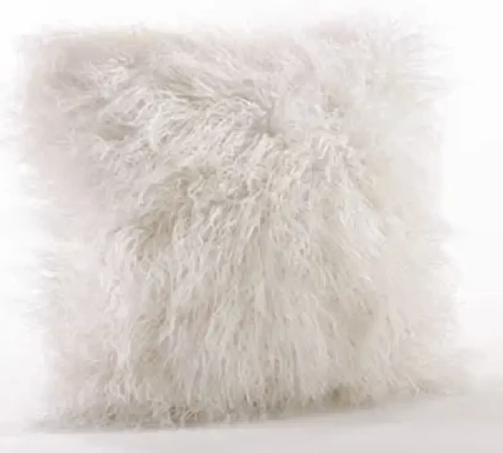 Ivory Faux Mongolian Fur Poly Pillow 18"W x 18"H